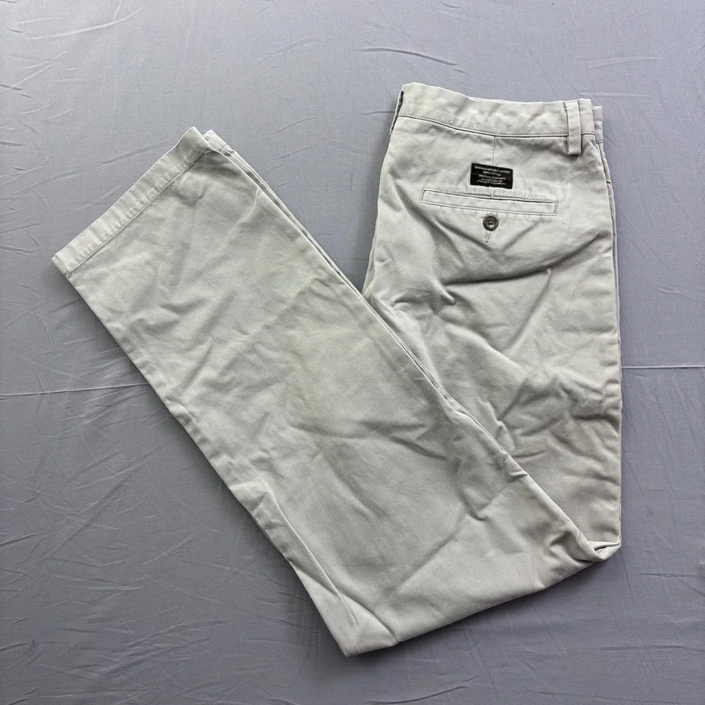 Banana Republic Gavin Straight Fit Chinos‎ Mens 34x34 Gray Cotton Twill Pants